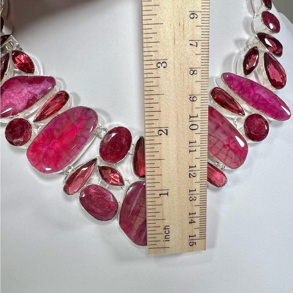 Pink Solar Agate 925 Large Gemstone Necklace - Picture 3 of 5
